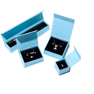High Quality Custom Blue Cardboard <b>Paper</b> Rectangle Jewelry Box Simple Style Packaging Case - Product Image 1