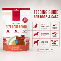 Bouillon de bœuf instantané pour chiens et chats 102g – Riche en protéines, aide au bien-être des articulations, hydratation et maintien, qualité alimentaire humaine, stimulant de vitalité