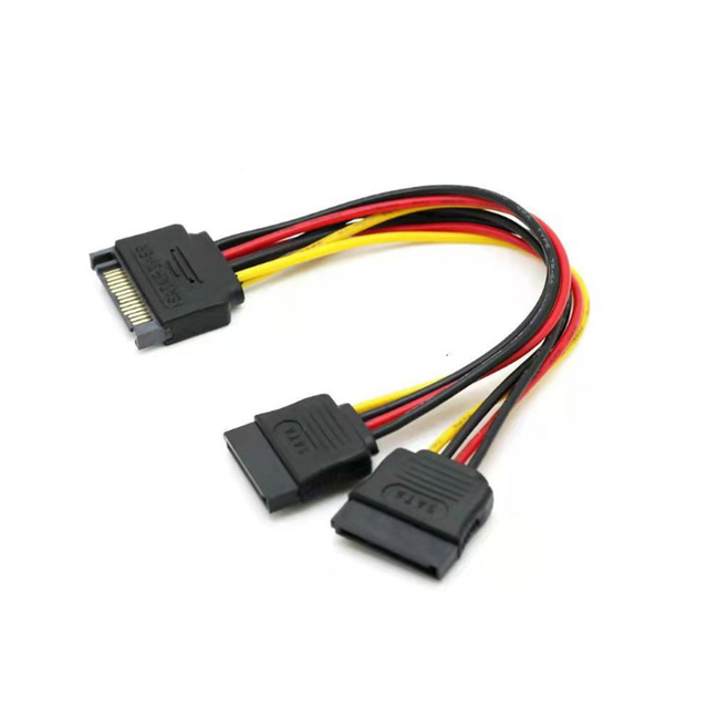 Hard Disk 2in1 2 in 1 15 Pin SATA Power Cable SATA Power 1 Male to 2 Female 15pin Sata Cable Cord Adapter for Computer