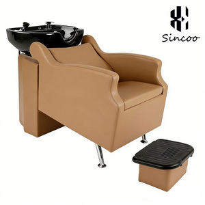 Manufacturer Shampoo Chair with Thickened Seat Cushion Semi-lying Design Customized Leather Color Ceramic Basin Shampoo <b>Bed</b> - Product Image 6