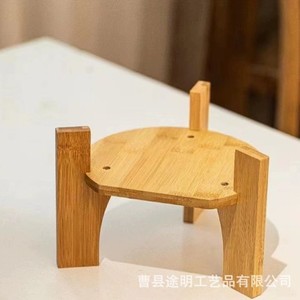 Bamboo Wood Base Stand 25Cm Inner Diameter 20Cm Width 8Cm Height <b>Desktop</b> Decorative <b>Shelf</b> For Vase Flower Fish Tank - Product Image 2