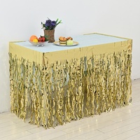 Jupe de table élégante en plastique motif goutte de pluie, design à lame incurvée, broderie animale, non-tissé, accessoire exquis pour mariage et banquet