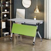 Roues de table pliables mobiles de bureau d'ordinateur en métal en bois réglable pour la réunion de formation scolaire d'étudiant utilisation extérieure d'hôtel