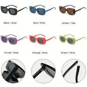 Gafas de Sol Cuadradas de Moda Retro 2022 con Logotipo Personalizado, Gafas de Sol Ovaladas con Estampado de Leopardo en Colores Pastel para Mujer - Product Image 6