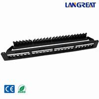 Panel Patch UTP 24 Port dengan Bingkai Depan Lepas Pasang, Penjepit Pegas, Pengatur Kabel Belakang, 1U, Panel Keystone Tanpa Keystone