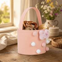 Panier à pain en feutre recyclé écologique avec nœud en peluche, vente en gros, logo personnalisé, directement de l'usine, panier de rangement pour cadeaux