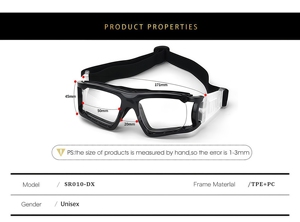 Lunettes de sport de basketball unisexe avec monture TPE PC, boucle rotative, doublure amovible, compatibles avec les verres de myopie et verres transparents - Product Image 3