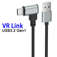 Cable VR Link USB 3.2 Gen1 Tipo-A a Tipo-C en Ángulo Recto de 90 Grados, 5M/16Ft, Cobre Puro, Carga Rápida, Compatible con Computadoras