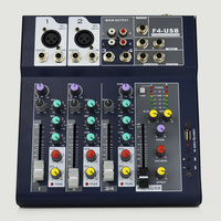 BAIFEILI Phantom Power Professional F4 USB, table de mixage 4 canaux pour scène, karaoké, performances live, compatible MP3