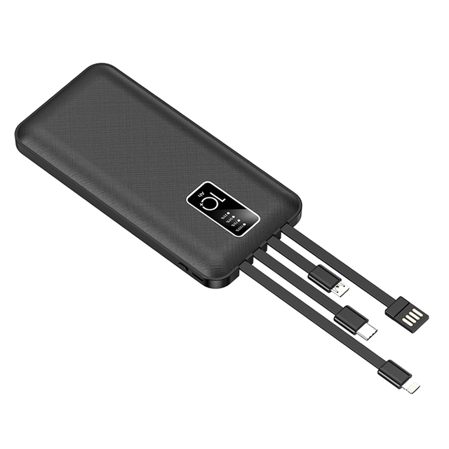 4 Output 1 Input Built-in Cables Portable Fast Charge Powerbank 10000mah Power Bank for Mobile Phone