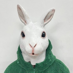Máscara de conejo de silicona, disfraz de animal blanco, sombrero para fiesta, talla unisex para adultos - Product Image 2