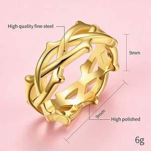 Кольцо ручной работы в стиле гот-панк из полированной кельтской нержавеющей стали с изображением колючей ветви, подарок для него и для нее - Product Image 2