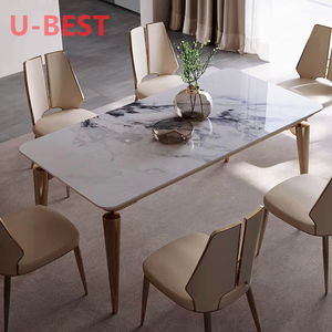 U-BEST Set <span class=keywords><strong>Tavolo</strong></span> e Sedie Rettangolare in Stile Italiano con <span class=keywords><strong>Piano</strong></span> in Marmo Nero <span class=keywords><strong>su</strong></span> <span class=keywords><strong>Misura</strong></span>, Combinazione Pratica <span class=keywords><strong>per</strong></span> Colazione e Pranzo - Product Image 4