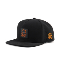 Casquette Snapback Structurée à 5 Panneaux avec Patch en Caoutchouc Perforé Découpé au Laser, Logo Brodé, en Polyester et Coton, Unisexe, pour Golf et Activités de Plein Air