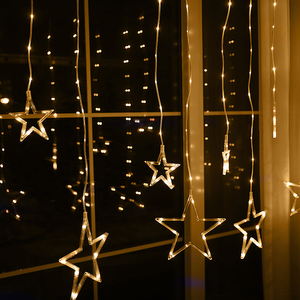 Cadena de luces de cortina de carámbano acrílico personalizable diseño de Luna y estrella de Navidad para decoración de dormitorio interruptor alimentado para vacaciones - Product Image 2