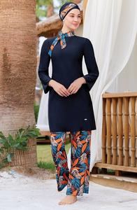 ชุดว่ายน้ำมุสลิมลายใบเมเปิ้ล <span class=keywords><strong>8</strong></span> แบบ 3 ชิ้น/ชุด ฮิญาบ + เสื้อ + กางเกงหลวม บุรกินี ชุดว่ายน้ำสำหรับผู้หญิงมุสลิม - Product Image 3