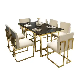 Modern tasarım ev mobilya yemek masası mermer yemek masası seti