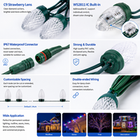 Guirlandes lumineuses à pixels en alliage d'aluminium Beamy LED IP67 WS2811 C9 RGB, DC12V, contrôle par application à distance, lumières de Noël extérieures permanentes