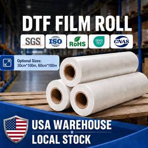 Spedizione Rapida da Magazzino USA, Rotolo di Pellicola DTF 60cm 30cm, Film per Trasferimento a Caldo PET Mono o Bifacciale Opaco per Stampa su Magliette - Product Image 1