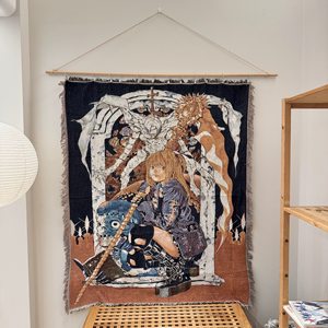 ผ้าห่มอนิเมะลายเบอร์เซิร์ก ผ้าโพลีเอสเตอร์ผสมคอตตอนทอแบบแจ็คการ์ด สำหรับตกแต่งโซฟา ห้องนั่งเล่น หรือใช้คลุมเตียง - Product Image 3