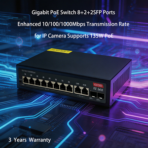 Commutateur PoE Gigabit de bureau 8 ports 48 V avec 2*<span class=keywords><strong>RJ45</strong></span> et 2*SFP, commutateur PoE IA avec fonction VLAN 4KV, portée 250 mètres, montage en rack - Product Image 6