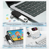 Adaptateur OTG Type-C 2-en-1 Micro USB vers USB-C Convertisseur de synchronisation Lecteur de clé USB pour téléphone Connecteur de souris Connecteur USB