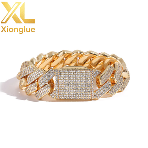 20mm Rose Gold Silver Plated <b>Copper</b> Alloy Cuban Link Claw Setting Hip Hop Iced Diamond <b>Bracelet</b> Necklace Fine Jewelry Men Women - Product Image 6