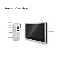 TCP/IP 10.1 Inci Layar Sentuh Sistem Interkom Video Buka Kunci Dalam Ruangan Kamera Warna 1080P Telepon Pintu Audio Logam Tahan Air