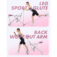 Máquina de Sentadillas Rosa para el Hogar, Máquina de Ejercicio Rodeo Core Ajustable con 4 Bandas de Resistencia, Máquina de Remo y Ciclismo