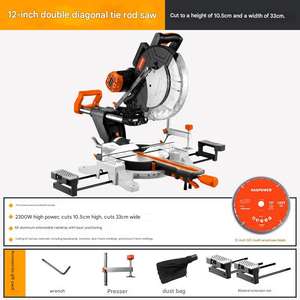 เลื่อยตัดองศา 12 นิ้ว แบบดึงออกได้ 45 องศา สำหรับงานไม้ ตั้งโต๊ะ ทำจากสแตนเลสและอะลูมิเนียม พร้อมมอเตอร์ แบบแนวนอน - Product Image 3