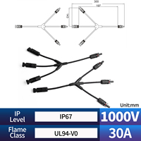 Connecteur de branche solaire PV-BMY4 CE IP67 3 à 1 30A 1000V DC femelle et mâle étanche de type Y pour système photovoltaïque solaire