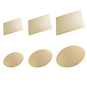 Cabezal de Ducha Cuadrado de Acero Inoxidable con Rociador de Lluvia, 20, 25, 30, 40 cm, Alta Presión, Acabado Dorado Cepillado, Sin Manija - Product Image 3