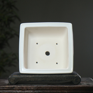 Maceta Cuadrada de Cerámica Pintada a Mano para Bonsái, Diseño de Paisaje Chino, Maceta de Arcilla Blanca para Escritorio - Product Image 3
