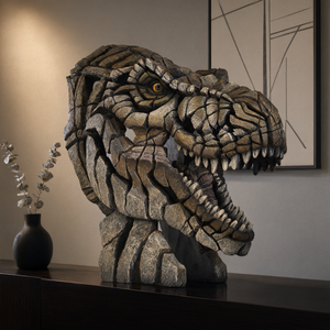 Escultura de busto de dinosaurio T-Rex de resina Etechan, pintada a mano con efecto de piedra, estatua de cabeza para decoración del hogar u oficina. - Product Image 3