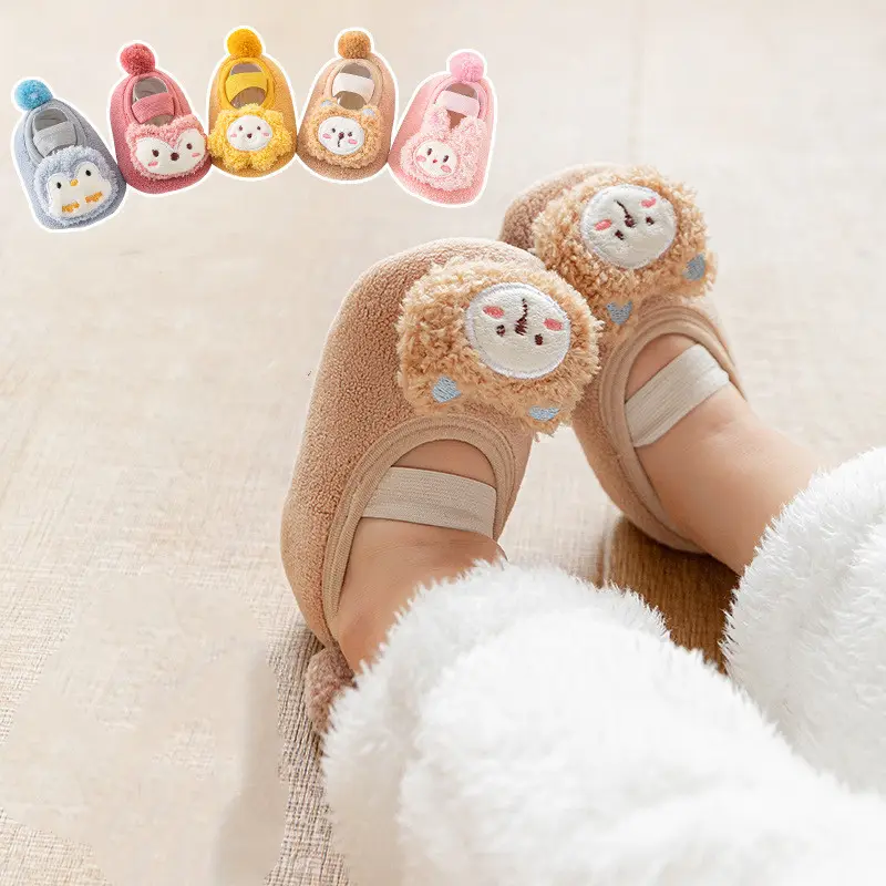 Zapatos de algodón para bebés, calcetines gruesos antideslizantes para recién nacidos, cálidos, para caminar, Otoño e Invierno