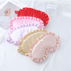 High Quality XR Ruffle Silk Fabric Cotton Material Breathable Eyemask with Shading <b>Light</b> Feature for Better <b>Sleep</b> at Home - Product Image 2