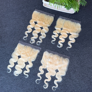Vente en gros de cheveux humains 100% naturels, ondulés, blond vietnamien 613, avec frontal en dentelle HD 13x6, densité 180%. Bienvenue pour commander. - Product Image 5