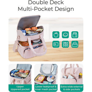 New Double-layer Insulated <b>Lunch</b> Box for Women, Leak-proof, Durable, Reusable, Portable Picnic <b>Bag</b> - Product Image 3