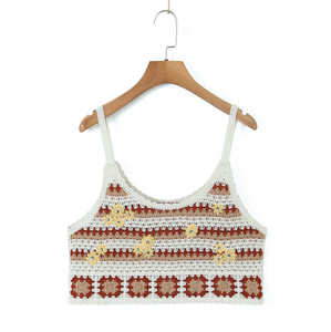 Summer Beach Outdoor Bohemia <span class=keywords><strong>Gilet</strong></span> carré de grand-mère <span class=keywords><strong>au</strong></span> <span class=keywords><strong>crochet</strong></span> fait à la main - Product Image 3
