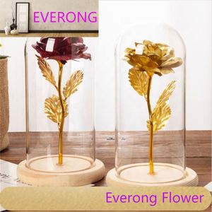 AI-309 Rose d'or préservée dans un dôme en verre avec lumière LED La Belle et la Bête Rose dans un verre Cadeaux de Saint Valentin - Product Image 2