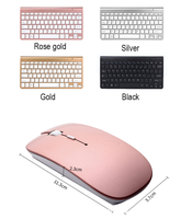 Conjunto de Teclado y Ratón Inalámbrico de 2.4GHz, Resistente al Agua, Retroiluminación RGB, Delgado, Mini Combo para Tablet, Laptop, PC, Smart TV