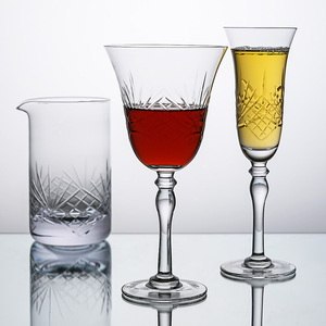 منحوتة يدويًا رائعة شريط مأدبة ويسكي زجاجي عالي القدم شفاف كريستال خلط الزجاج - Product Image 6