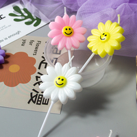 Bougie d'anniversaire colorée en forme de marguerite souriante, bougie de gâteau mignonne en forme de tournesol pour fête de naissance