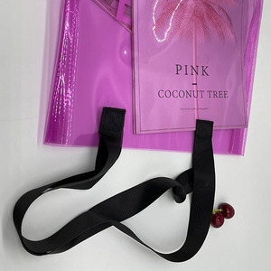Bolsa de Mano de PVC Transparente Grande y Colorida Personalizada, <span class=keywords><strong>Bolso</strong></span> de Playa de Plástico con Cierre, Impermeable, para Compras, Cosméticos y Almacenamiento - Product Image 5