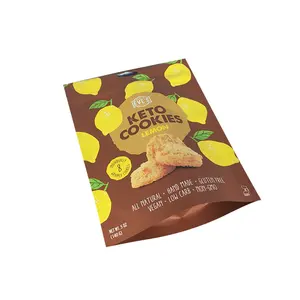 Customized Printing Stand Up Cookies Packaging Bags For Food Grade Standing Biscuit Pouches In GMP Worhsop