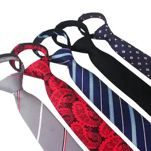 Wholesale Zipper Tie Plastic Classic Popular Plain Zipper Necktie Jacquard Lazy Tie Boys Zipper Ties For Men