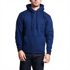 Men Hooded <b>Sweatshirt</b> Solid Color Cotton <b>Fleece</b> Casual Winter Regular Fit Pocket Design Knitted Breathable <b>Lined</b> Hoodie - Product Image 5