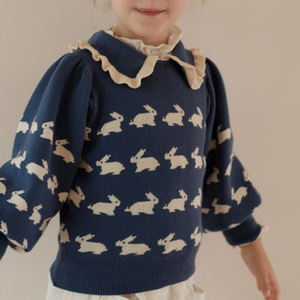 Pull pour enfants en tricot avec motif lapin mignon, nouvelle collection automne-hiver 2026, fabrication sur mesure - Product Image 4