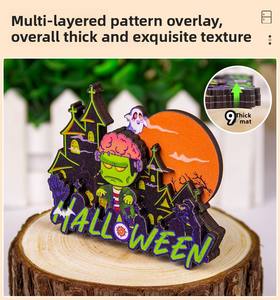 Aimants magnétiques souples en bois à texture 3D <span class=keywords><strong>pour</strong></span> Halloween Aimants de réfrigérateur au design moderne et écologique - Product Image 3