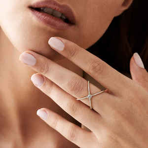 Anillo de Mujer de Lujo en Oro Rosa de 14k, Envío Inmediato, Diamante Baguette de 0.37 CT, Engaste Ilusión, Bañado en Rodio, Talla Personalizable - Product Image 4